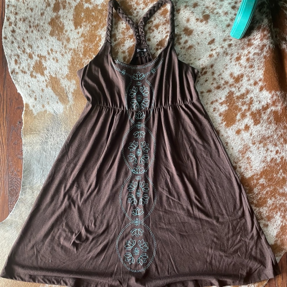 Maurice’s rope strap medium brown and turquoise sundress